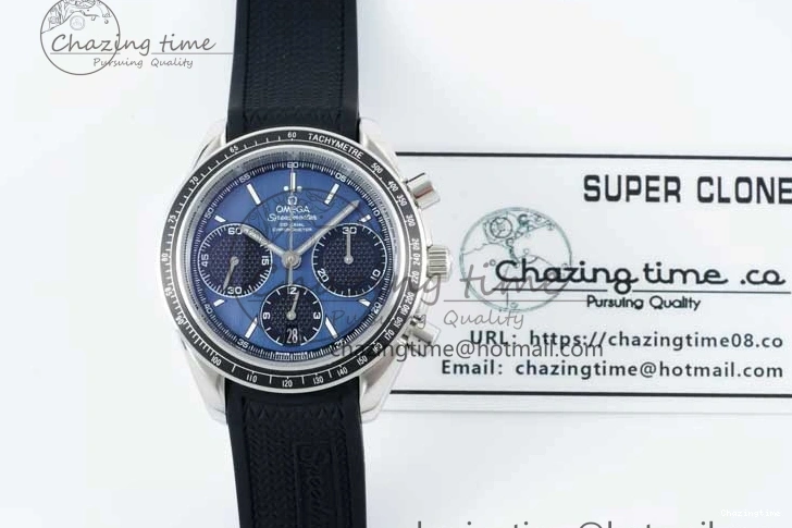 1227 SportInspired Speedmaster Racing Master SS HKF Best Edition Blue Black Dial on Black Rubber Strap A 7817